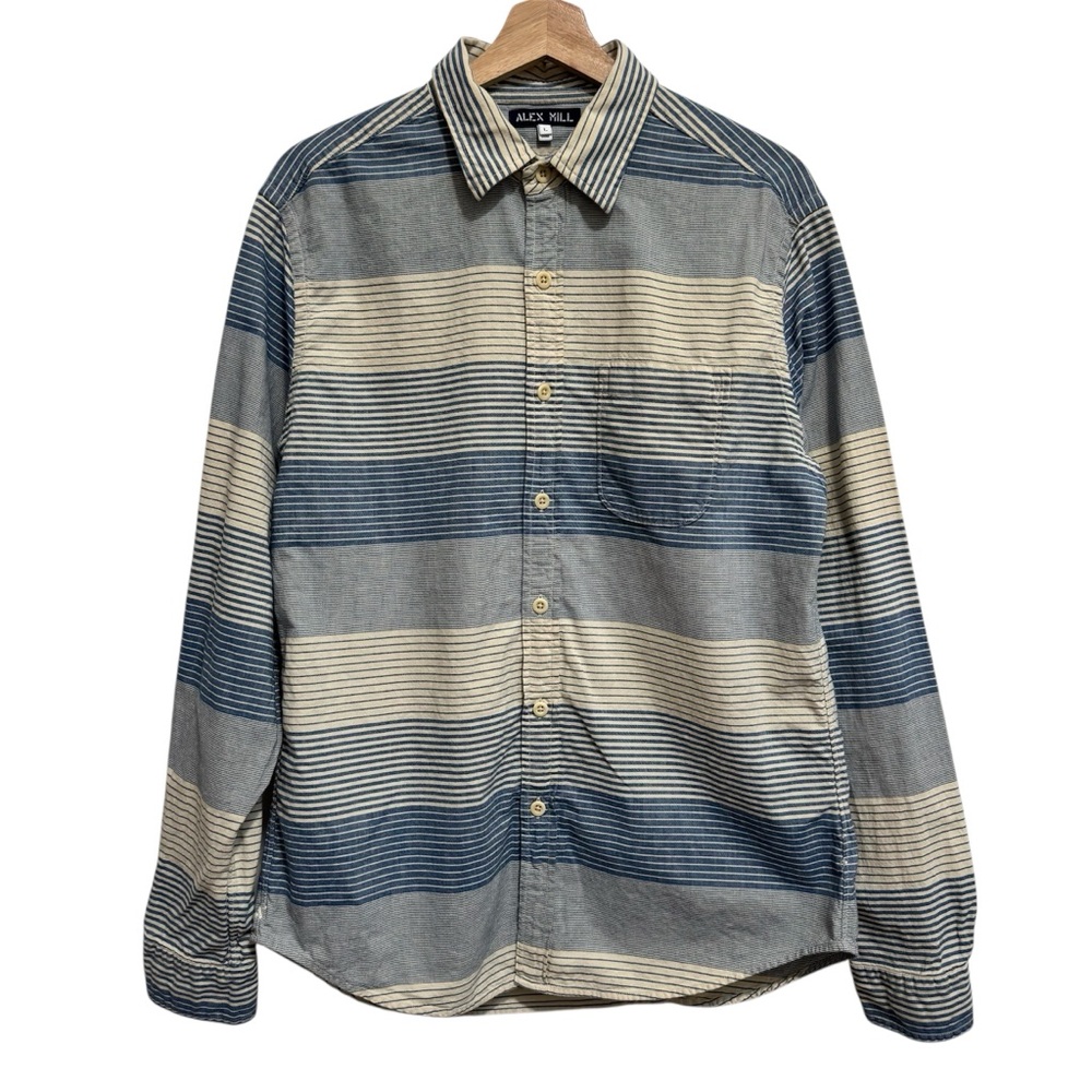 Alex Mill Button Down Shirt Men Large Stripes Workwear Office